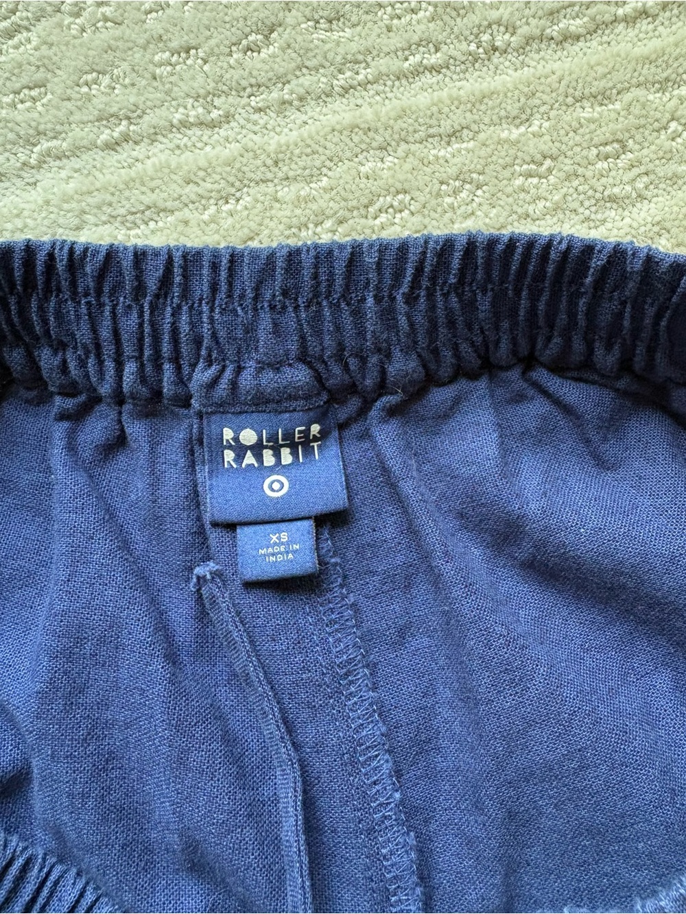 Roller Rabbit Navy Wide-Leg Drawstring Linen Pants - Picture 7 of 8
